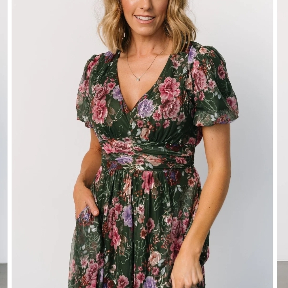 Baltic Born Floral Maxi Dress in Green and Pink